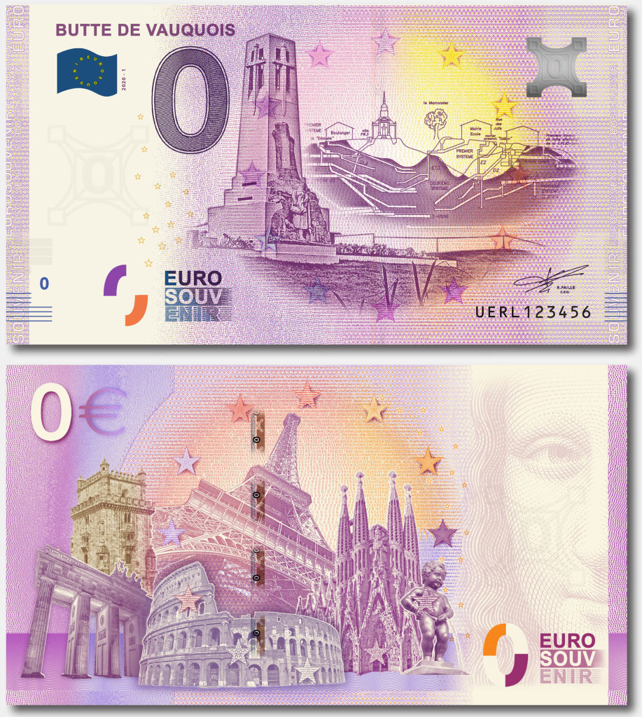 Billet Souvenir 0 Euro Ville De Luxembourg - Format Billet De Banque, Sécurité, Numéro Série Unique
